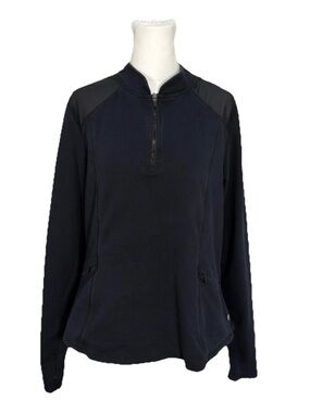 Fabletics Women's Black Quarter Zip with Mesh Accents and Pockets